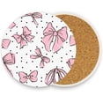 thumbnail image 2 of GZHJMY Bow Pink Coasters Absorbent Drink Coaster Ceramic Stone Coaster with Cork Base Desktop Protection Mat for Home Decor 4PCS Cup Coasters, 2 of 6