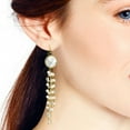 thumbnail image 4 of AeraVida Enchanted White Howlite Stone with Pearls and Crystals Tassel Dangle Earrings, 4 of 4