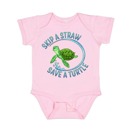 

Inktastic Skip a Straw Save a Turtle with Cute Green Sea Turtle Gift Baby Boy or Baby Girl Bodysuit
