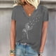thumbnail image 1 of Fiudx Camisetas para Mujer Blusas Informales de Manga Corta con Cuello En V y Estampado a La Moda para Mujer, 1 of 4
