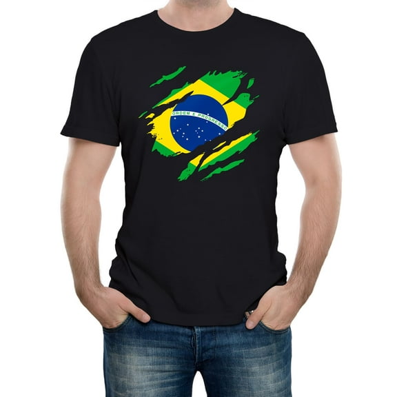 Torn Brazil Flag Men's Graphic T-Shirt | Brazilian National Pride Tee
