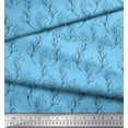 thumbnail image 3 of Soimoi Blue Velvet Fabric Pear Leaves Printed Fabric 1 Yard 60 Inch Wide, 3 of 3