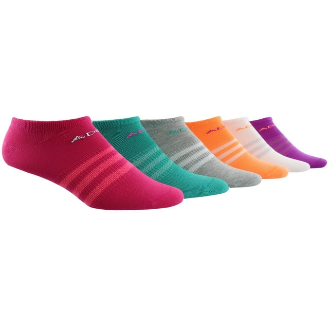 adidas Women's Superlite II No Show Athletic Socks 6 Pack (Pink/Purple