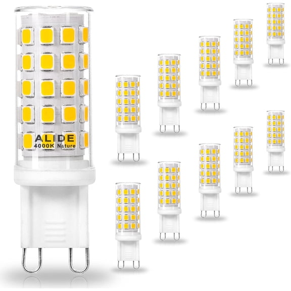 YANTONG G9 5W Led Bulbs 4000K Natural White,50W 60W Halogen Equivalent,AC120V T4 G9 Bi-pin Neutral White Led Bulbs for Chandelier Home Lighting,550LM,10Pack, Non-dimmable