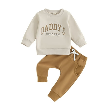 

Mioliknya Newborn Letter Print Long Sleeve Round Neck Sweatshirt and Pants Set