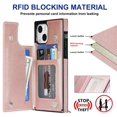 thumbnail image 4 of For Iphone 14 Cross-Body Square Dual-Buckle Card Flip Wallet Phone Case(Rose, iPhone 13, 4 of 7