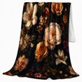 thumbnail image 2 of Moody Floral Moon Bat, Cozy Friendship Quote Scene, Warm Flannel Blanket for Living Room and Reading Nook with Detailed Artwork, Art Lovers Thanksgiving Gift, Artistic Home Decor, 2 of 9