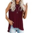 thumbnail image 3 of Hanerdun Women Crew Neck Tank Top Female Plus Size Sleeveless Pullover Vest Red 3XL, 3 of 5