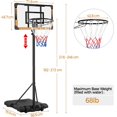 thumbnail image 3 of 6 - 7ft Adjustable Kids Basketball Hoop with Wheels - 28" Backboard, Portable Indoor/Outdoor Basketball Set for Children, 3 of 8