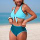 thumbnail image 5 of Tankini Moda Mujer Sin Mangas Patchwork Bikini Traje de Baño Push-Up Acolchado Traje de Baño Blusa Pantalones Cuello en V Nudo Delantero Conjuntos de Dos Piezas Traje de Baño de Dos Piezas para Mujer, 5 of 7