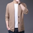 thumbnail image 3 of Suéter de punto de lana para hombre de otoño, chaqueta de suéter de lana para hombre, abrigo de suéter con botones de color sólido, 3 of 5