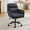 Black, variant on YWEN Adjustable Home Office Desk Chair with Comfy Square Mid-Back, Faux Leather 360 Swivel Upholstered Task Armchair with Wheels for Vanity Bedroom/Living Room,Study Gray