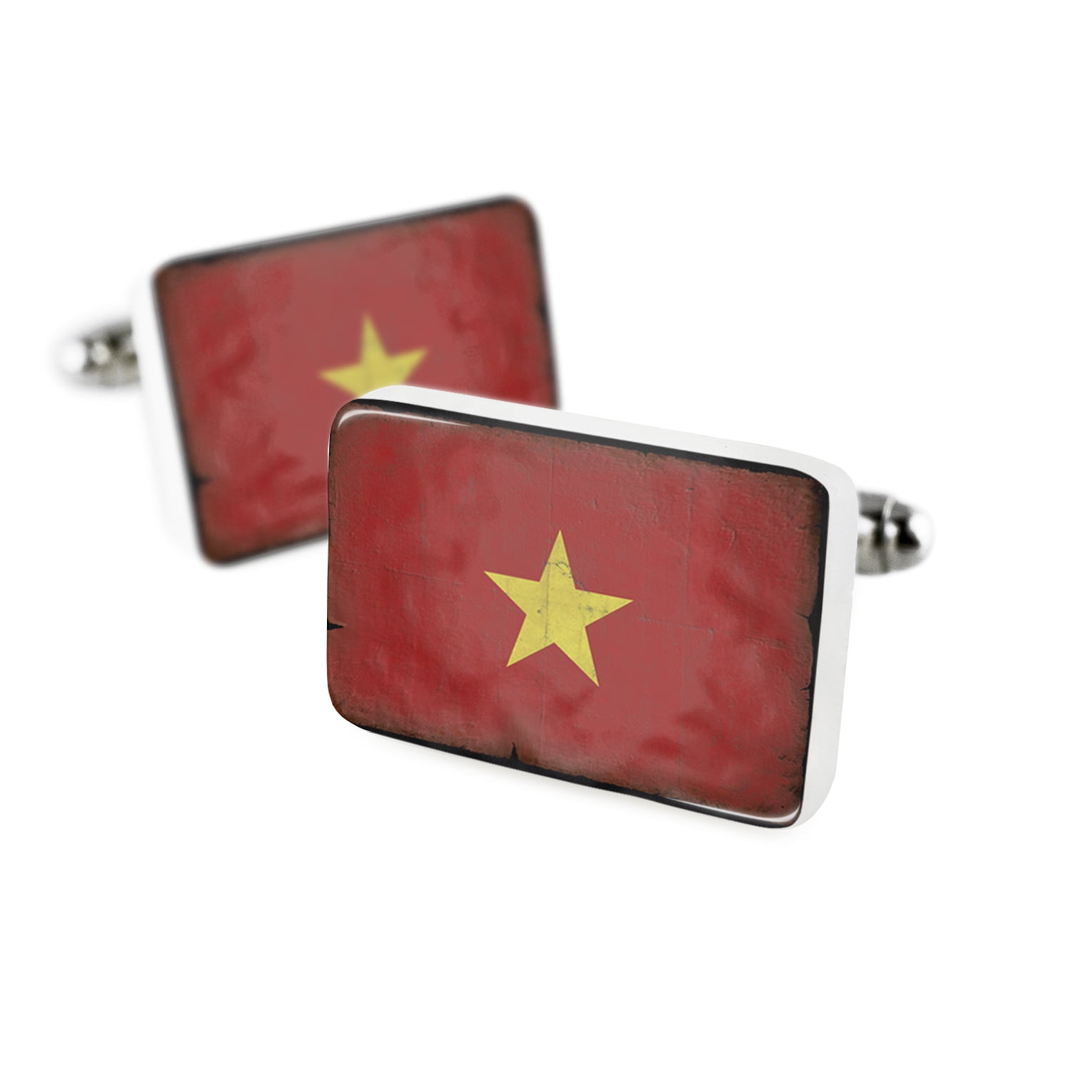 Cufflinks Vietnam Flag with a vintage lookPorcelain Ceramic NEONBLOND by NEONBLOND