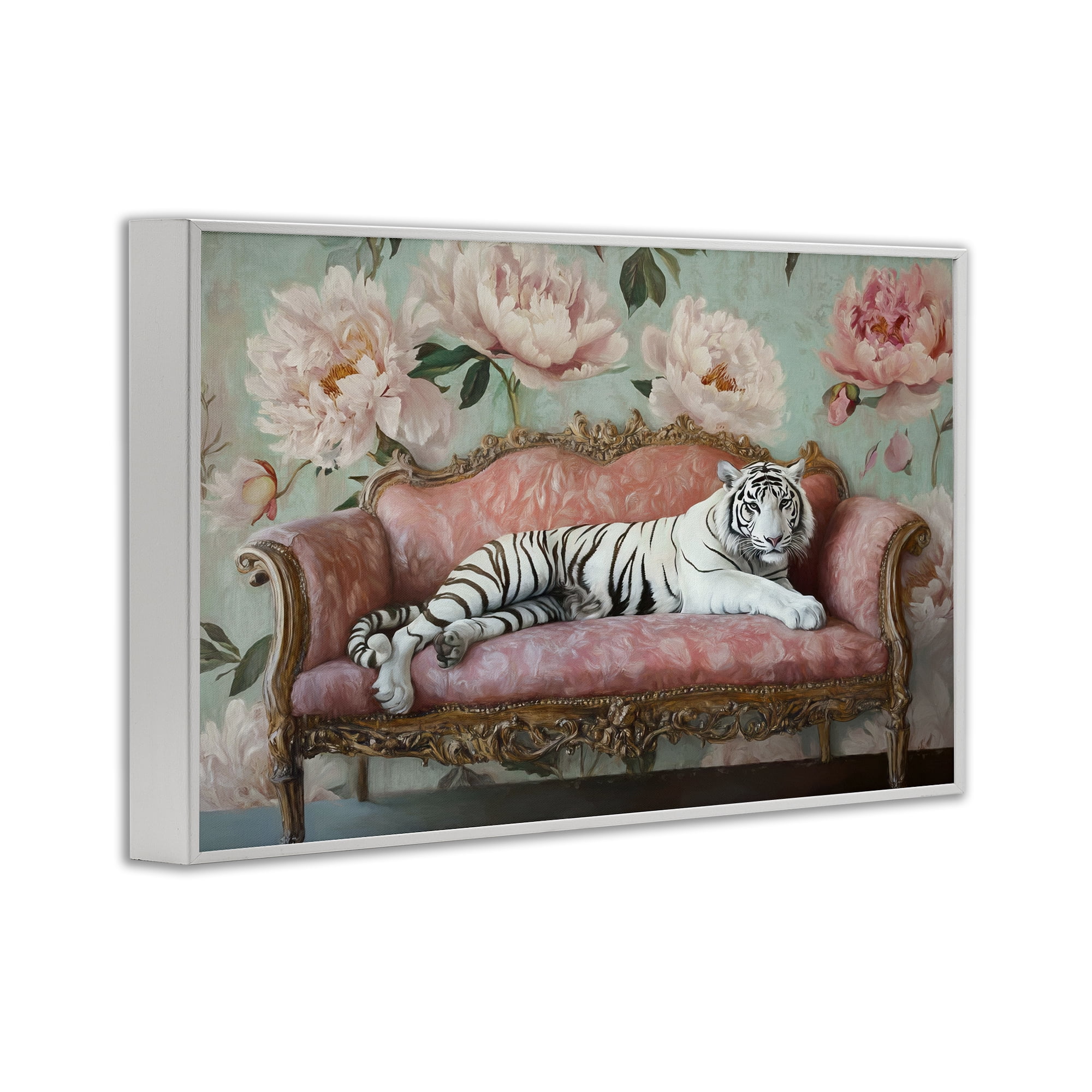 Stupell Industries Where The Tiger Dreams White Framed Giclee Art, design by Tina LeCour