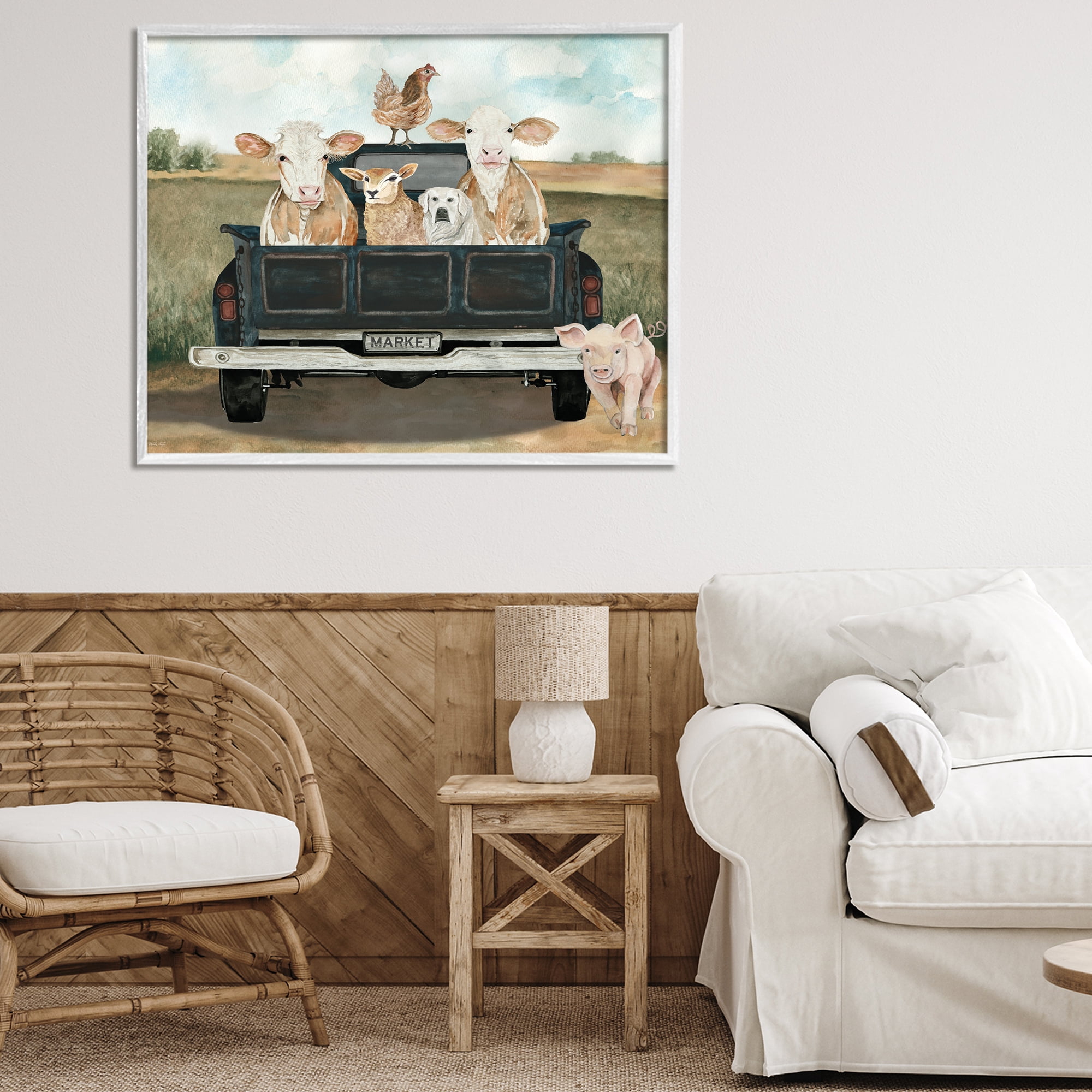 Stupell Industries Ready For A Farm Ride White Framed Giclee Art, design by Cindy Jacobs