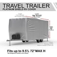 thumbnail image 2 of Platinum Shield Weatherproof Travel Trailer RV Cover - FITS: 7.5' - 9.5' Long - Travel Trailer RV - Protect from Rain Water, Snow, Sun - Durable Material - Includes Storage Bag & Wind Straps, 2 of 6
