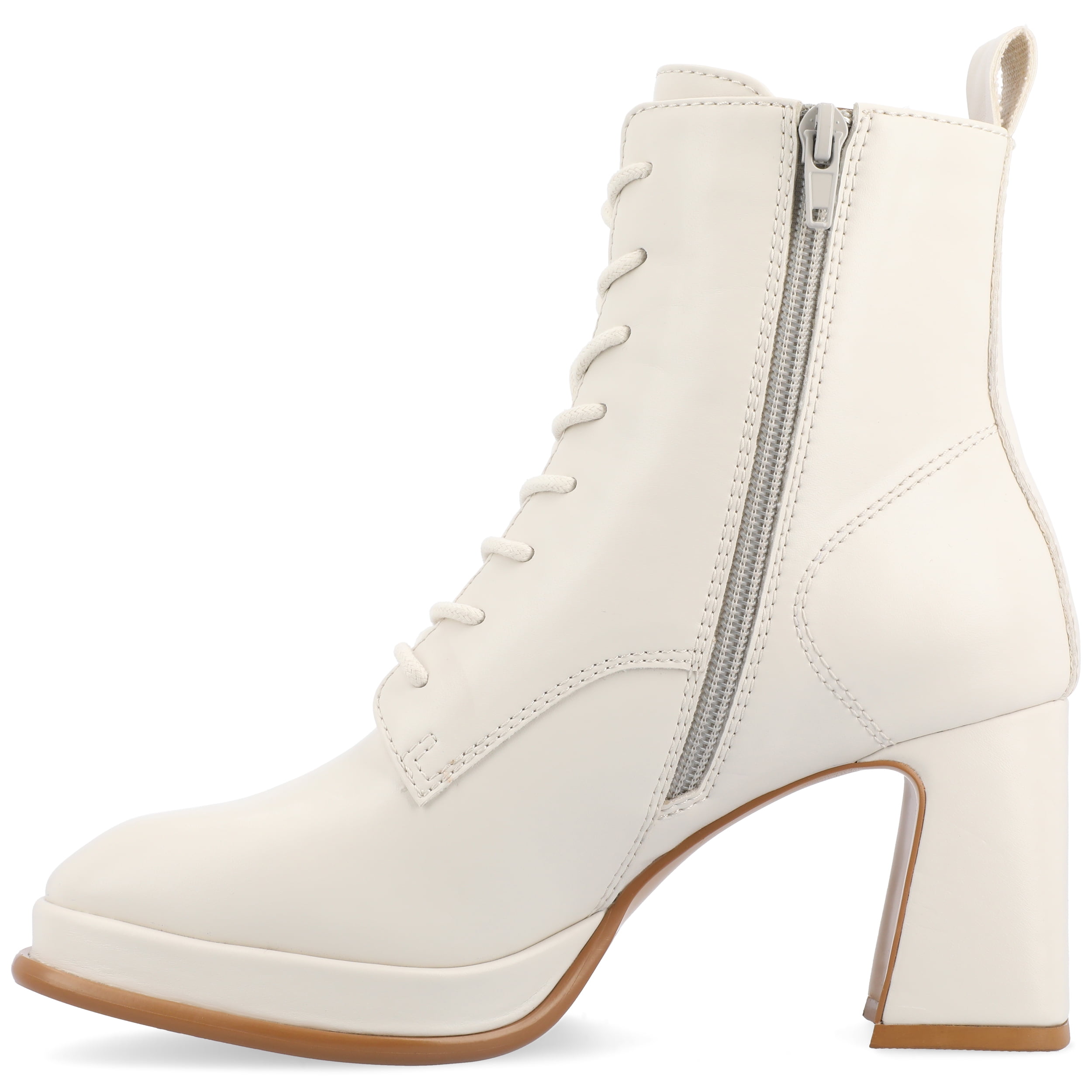 Journee Womens Kalindi Lace Up and Zip Entry Square Toe Booties, Widths Available