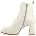 thumbnail image 3 of Journee Womens Kalindi Lace Up and Zip Entry Square Toe Booties, Widths Available, 3 of 10
