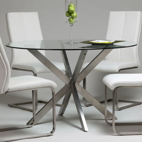 dining table glass round 48 inch tables steel stainless base pastel eritrea kitchen furniture contemporary walmart