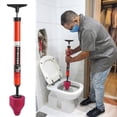 thumbnail image 1 of High Pressure Toilet Unblock Shot Pipe Plunger A Shot Stainless Steel Toilet Snake, 1 of 5