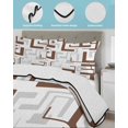 thumbnail image 3 of Quilt King Size Bedding Set, Modern Geometric Brown Reversible Summer Quilt 3 Pieces, Abstract Minimalist Artwork Lines Lightweight Bedspreads Coverlets with 2 Pillow Shams for All Seasons, 3 of 5