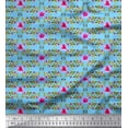 thumbnail image 1 of Soimoi Blue Silk Fabric Leaves,Pink Floral & Ogee Damask Print Fabric by Yard 42 Inch Wide, 1 of 3