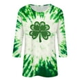 thumbnail image 3 of Hvot&aat Ladies' St Patty's Day Casual Shirt 3/4 Sleeve Crewneck Irish Clover Tunic Tops, 3 of 3