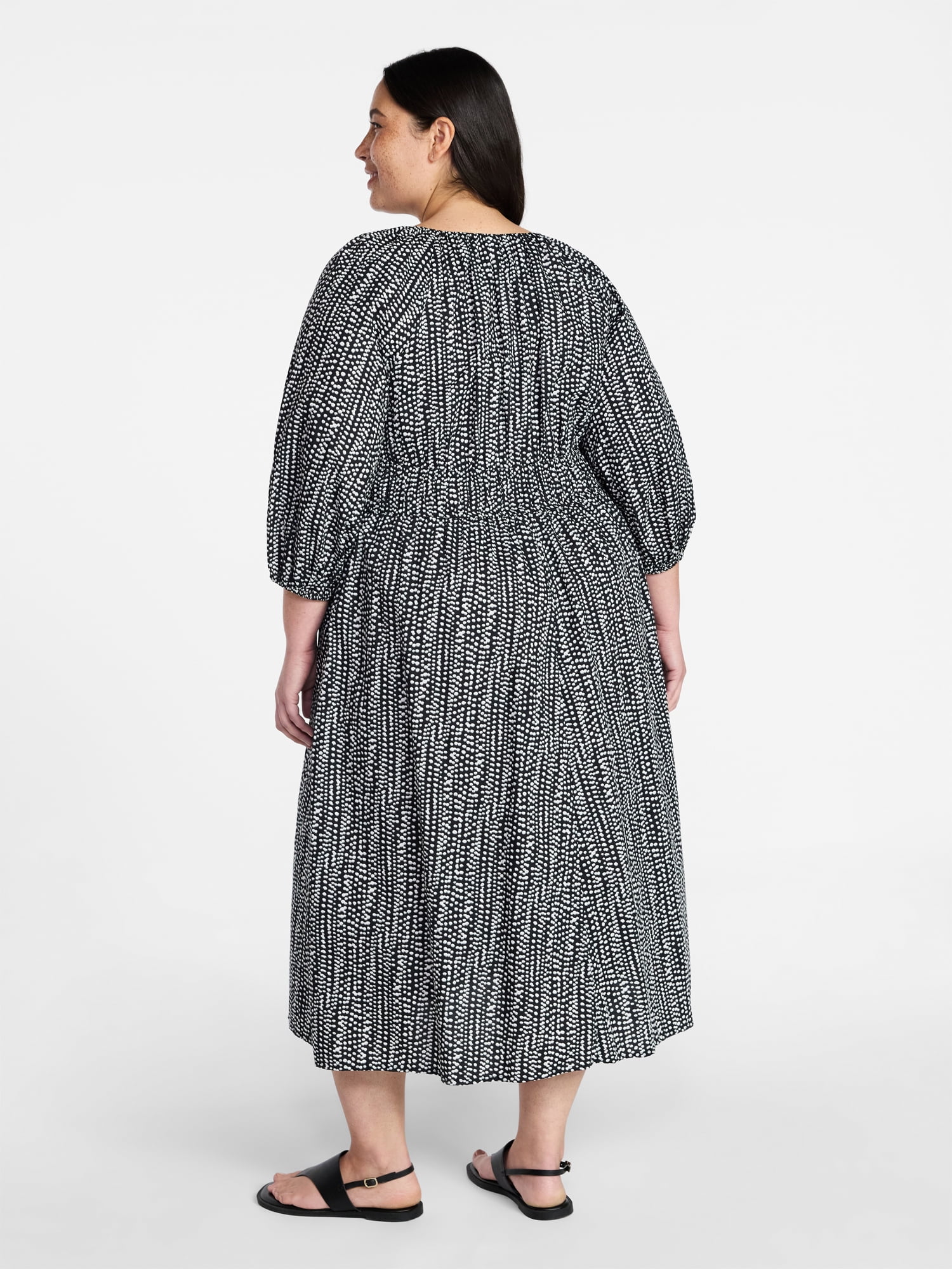 Terra & Sky Women's Plus Size Cinch Waist Midi Dress, Sizes 0X-5X