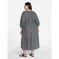 thumbnail image 3 of Terra & Sky Women's Plus Size Cinch Waist Midi Dress, Sizes 0X-5X, 3 of 4
