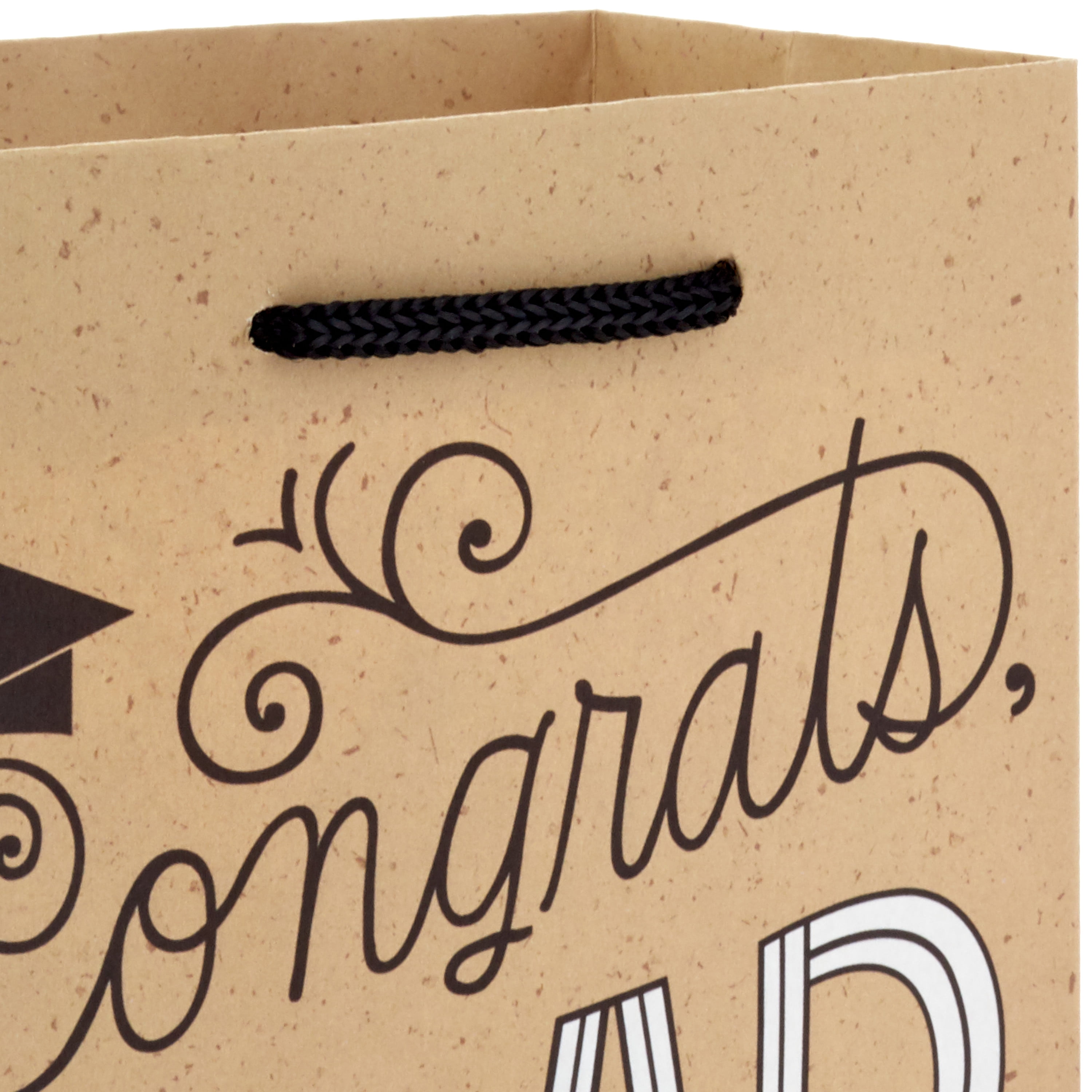 (2 pack) Hallmark 6" Small Graduation Gift Bag Bundle (8 Bags, 2 Designs: Kraft "Congrats, Grad," Black and White) for High School Graduates, Preschool, Kindergarten, College, Open House Party Favors