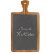 Geepa's Kitchen - 13 1/4-inch x 7-inch Acacia Wood Slate Slab Cutting Board with 3-inch Wooden Handle