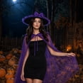 thumbnail image 7 of Women'S Halloween Witch Costume Hat And Sheer Cape Cloak For Cosplay Role Play Masquerade Party Stage Performance Seasonal Dress Up Outfit, 7 of 7