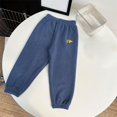 thumbnail image 2 of Byoo Toddler Girls Pants Solid Color Wide Leg Straight Fit Joggers Pants with Elastic Soft Warm Trousers,Blue, 2 of 3