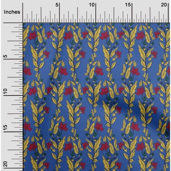 oneOone Viscose Chiffon Fabric Leaves & Floral Block Print Fabric By Yard 42 Inch Wide