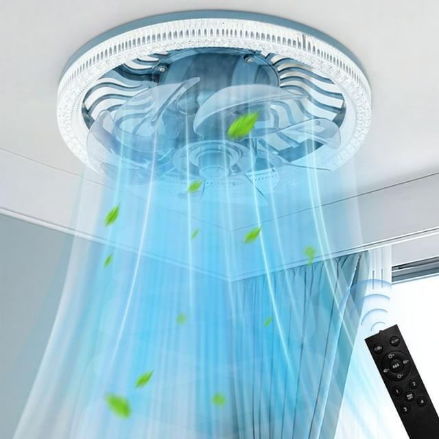 Remote Control Ceiling Fan Light - Multi-Function for Bedroom/Corridor, 34W Energy-Saving, Timer & Dimmer (Silver)