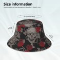 thumbnail image 6 of Kll Skull And Red Roses Bucket Hat For Women Men Packable Travel Beach Sun Hat Outdoor Rave Accessories Reflective Fisherman Cap, 6 of 9