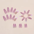 thumbnail image 4 of Uñas postizas largas estilo ataúd de Gifiky, uñas francesas con degradado, uñas acrílicas con remolinos para mujeres y niñas, 24 unidades, 4 of 7