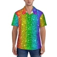 thumbnail image 5 of KLL Men's Hawaiian Shirt Short Sleeve Button Down Beach Shirts-Glitter Rainbow, 5 of 6