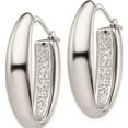 thumbnail image 2 of Sterling Silver Polished Rhodium Plated Hollow Hoop Earrings (39 X 23) Made In Italy qe8310, 2 of 5