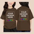 thumbnail image 2 of YAYUBA Girls Shirts 5t Letter Print Crewneck Back To School Short Sleeve T Shirt Fashion Cool Holidays Tops Preppy Little Girls Clothes, 4-5 Years, Bronze, 2 of 4