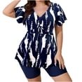thumbnail image 4 of Pounoo Womens Tie Dye Swim Dresses V Neck Drawstring Waist 2 in 1 Active Swimsuits Beach Vacation Swimwear Gift, 4 of 9