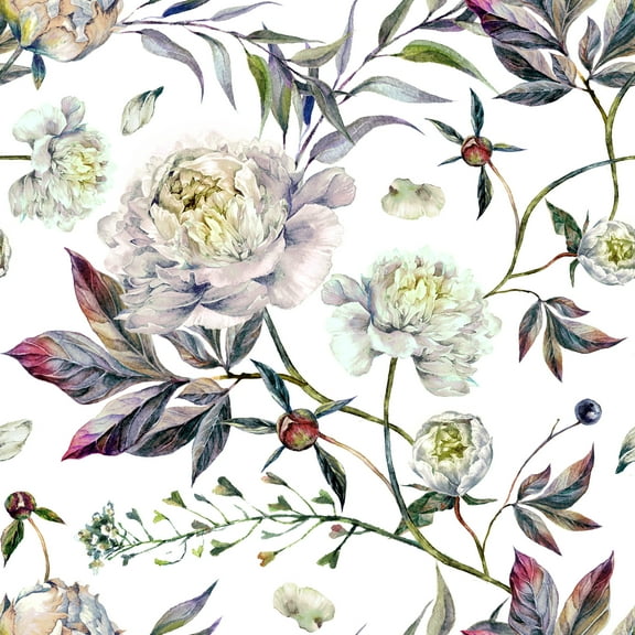 MuralsPrint Peonies Floral Removable Wallpaper - 10'ft H x 24''inch W