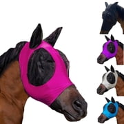 Mini Horse Fly Mask - Super Comfort Fly Masks for Horses, Adjustable UV Protection Breathability Horses Fly Masks with Ears, Pony Mini Equine Fly Mask for Miniature,Hot Pink