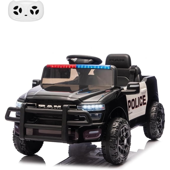 Ride On Police Cars, Licensed RAM 12V Electric Ride On Police Car w/Remote Control, Electric Pickup Car, Spring Suspension, LED Lights, Music, Ride On Toys