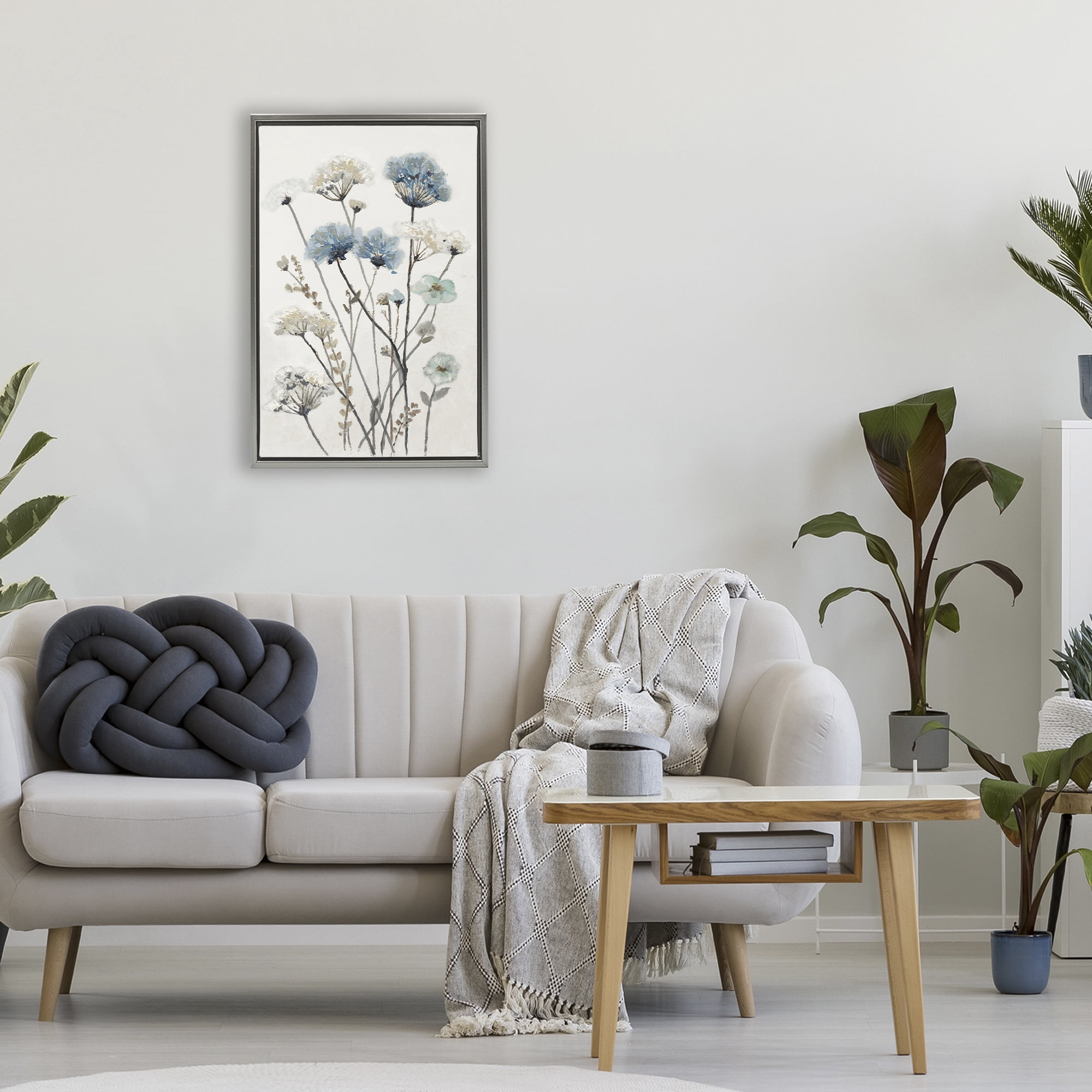 Stupell Industries Blue & Beige Garden Gray Framed Floater Canvas Wall Art, design by Patricia Pinto
