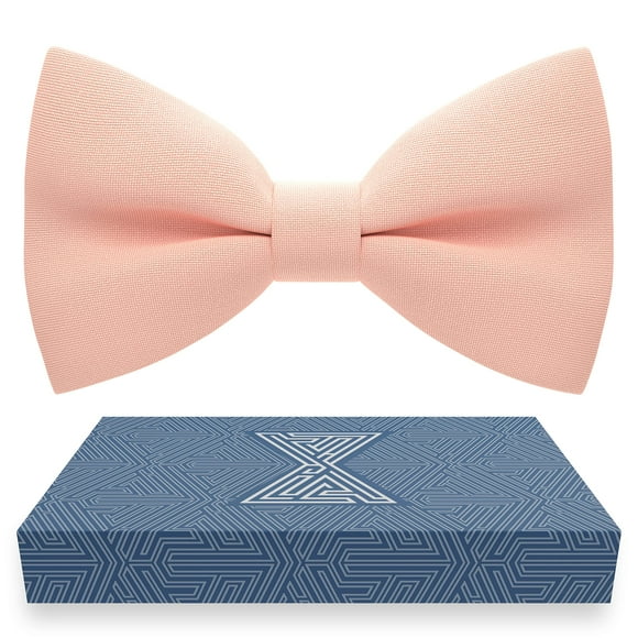 Bow Tie House Men's Classic Pre-Tied Bow Tie Formal Solid Tuxedo (Large, Light Peach)