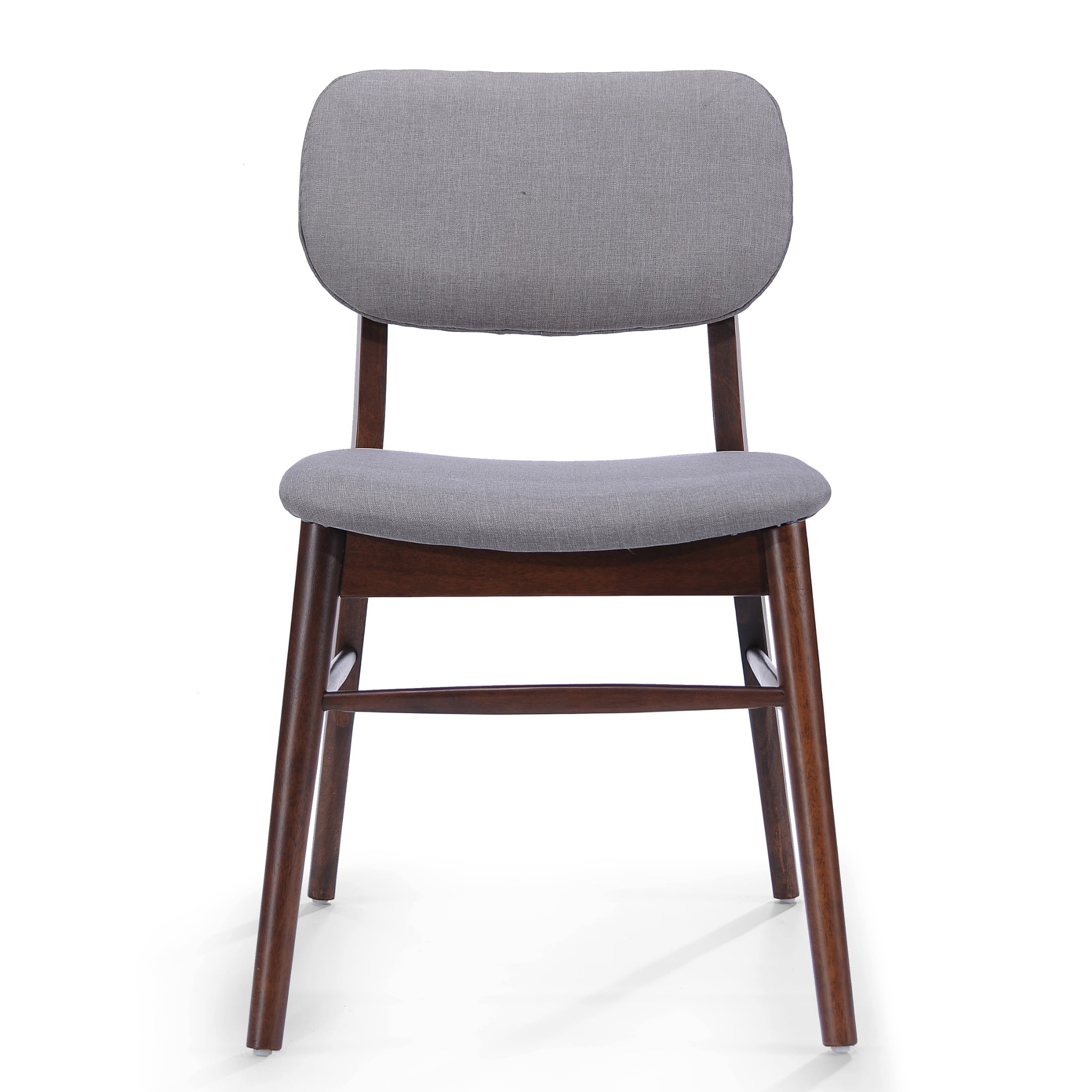 Dining Chairs Set of 2, Rubberwood Chairs with Upholstered Seat for Living Room, Dining Room, Walnut + Light Gray