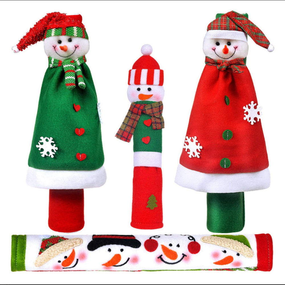 Yarlung 4 Pack Snowman Refrigerator Door Handle Covers & Advent Calendar Christmas Decoration Clings for Kitchen Appliance