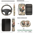 thumbnail image 7 of Binienty Boho Floral Rooster Car Seat Covers Full Set with Matching Automotive Steering Wheel Cover Cloth Armrest Cushion Pad Anti-Scratch Seat Headrest Cover 14 Pieces Vehicle Interior Decor Set, 7 of 7