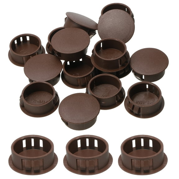 Uxcell 15pcs Nylon Hole Plugs,1"(25mm) Round Drill Screw Hole Plugs Covers, Dark Brown
